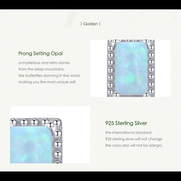 🌟HP🌟New 925 Sterling Silver Jewelry Set Natural Opal Ring & Earrings size7 - Picture 3 of 15